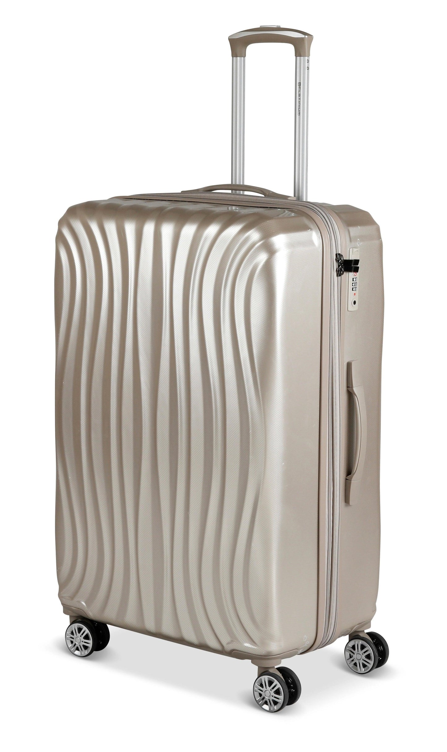 PLATINIUM - MADRID - VALISE GRANDE TAILLE RIGIDE EXTENSIBLE - CHAMPAGNE - LE MONDE DU BAGAGE