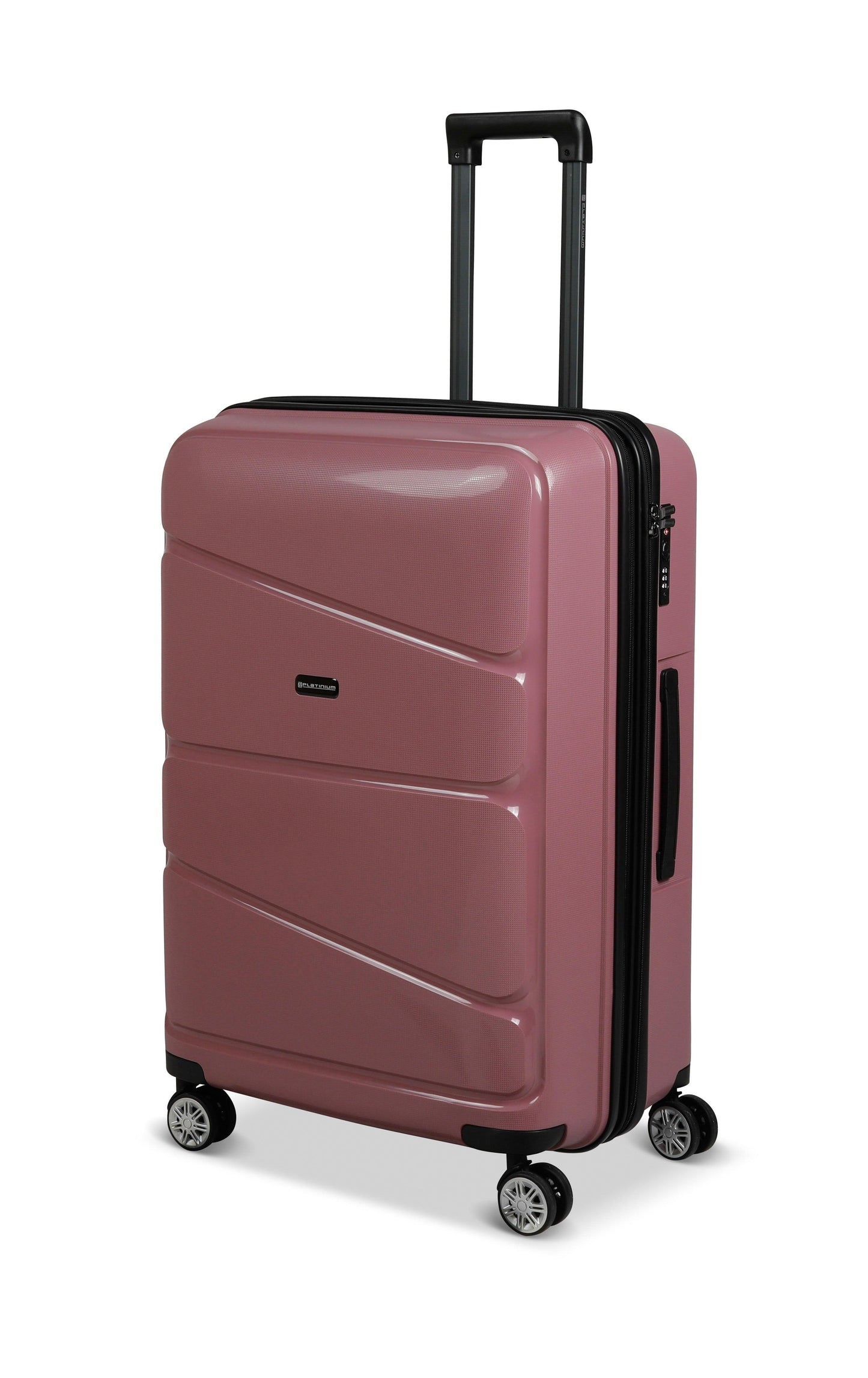 Valise Platinium Taille Large (74cm) Rose polypropylène vue de profil - LE MONDE DU BAGAGE