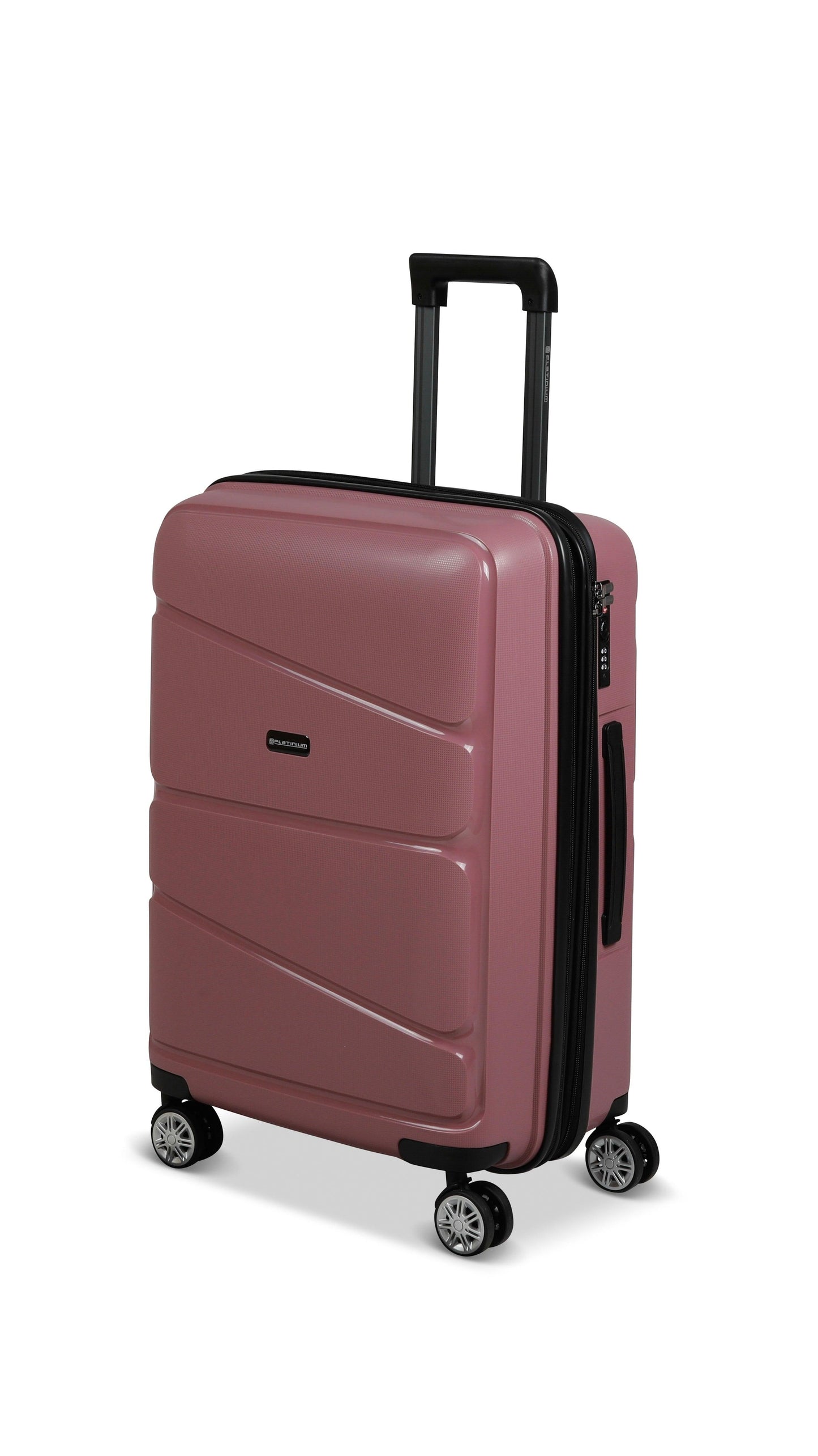 Valise Platinium Rose polypropylène Set de 3 vue de profil