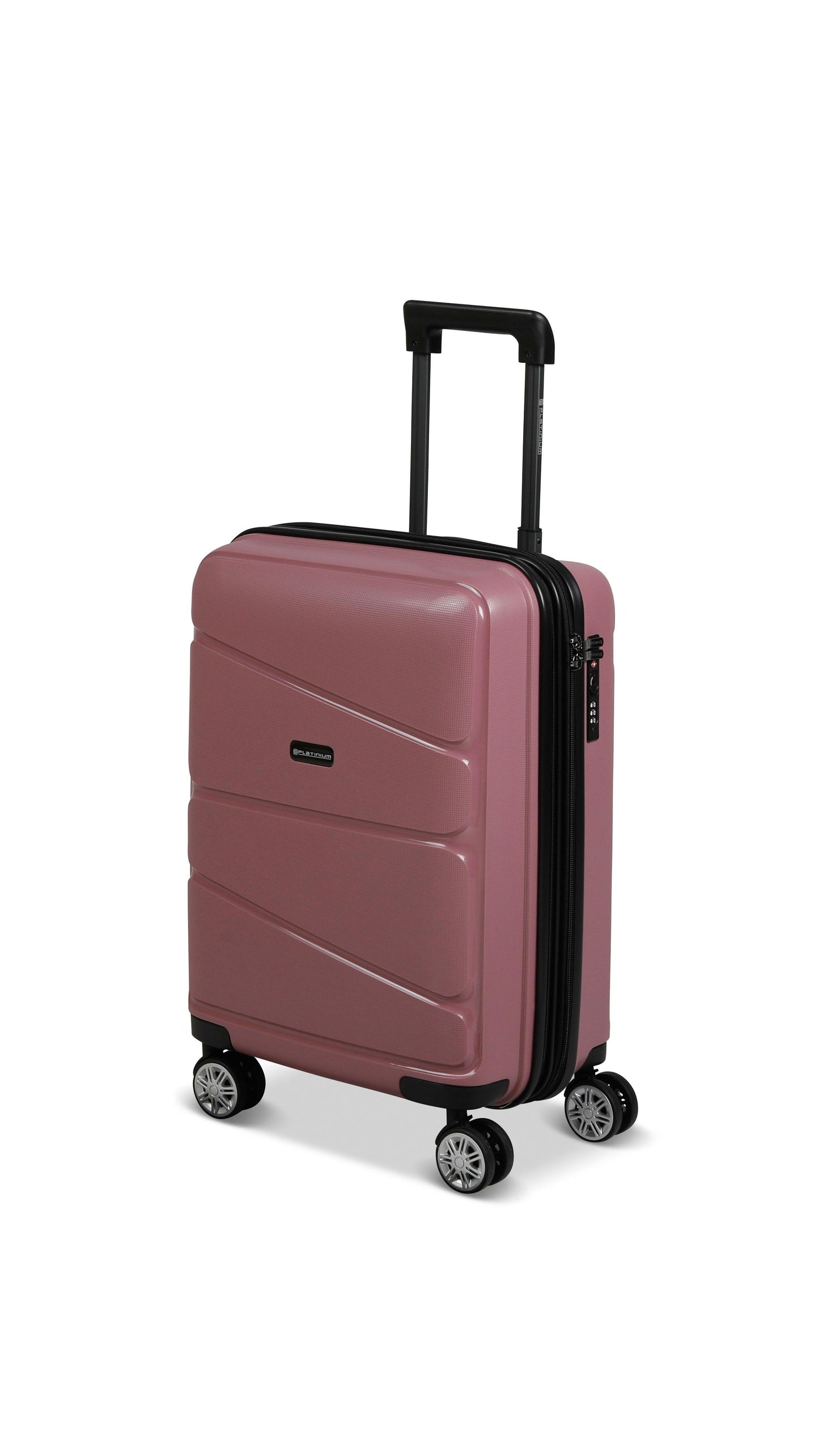 Valise Platinium Taille Cabine (55cm) Rose polypropylène vue de profil