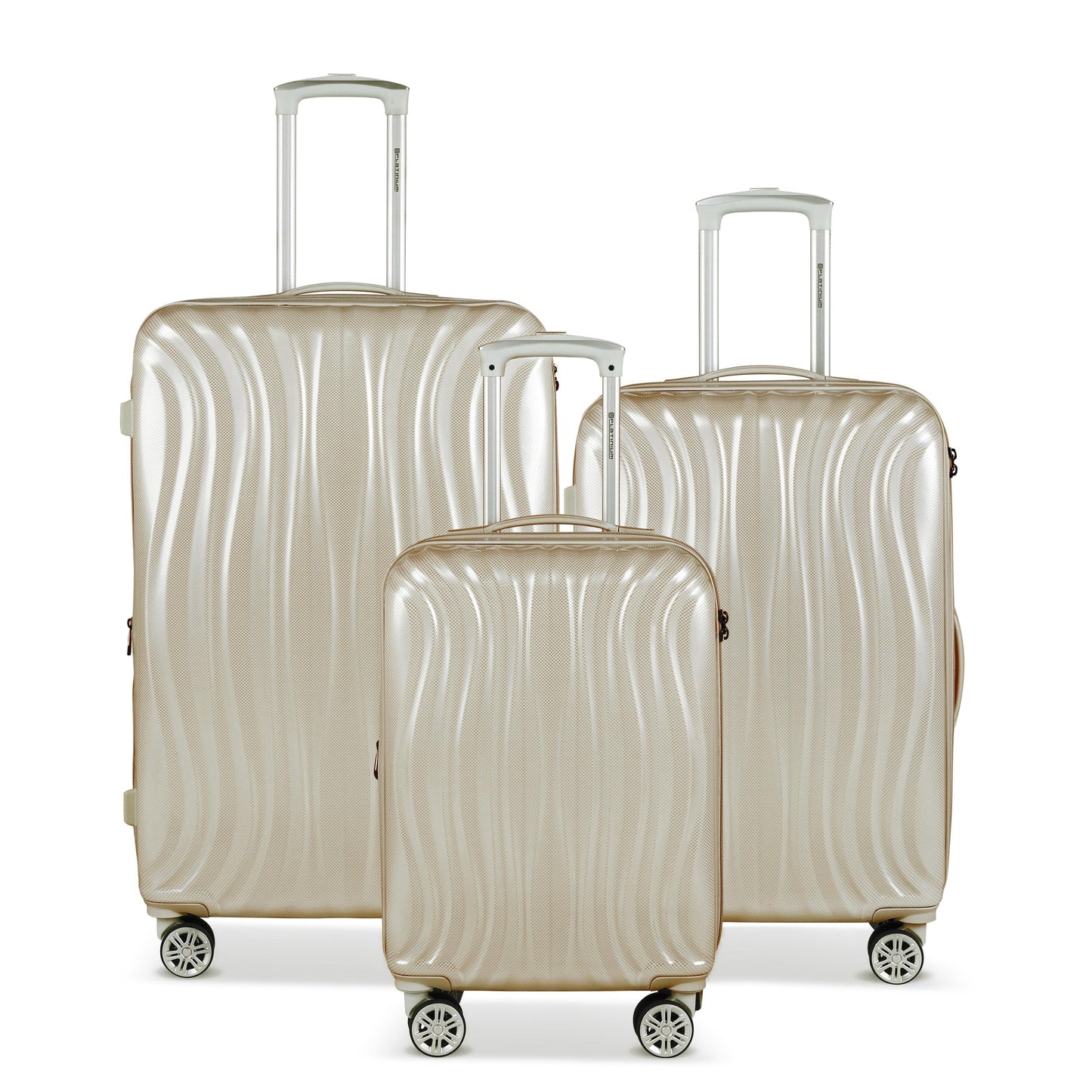 PLATINIUM - MADRID - SET DE 3 VALISES RIGIDE EXTENSIBLE - CHAMPAGNE - LE MONDE DU BAGAGE