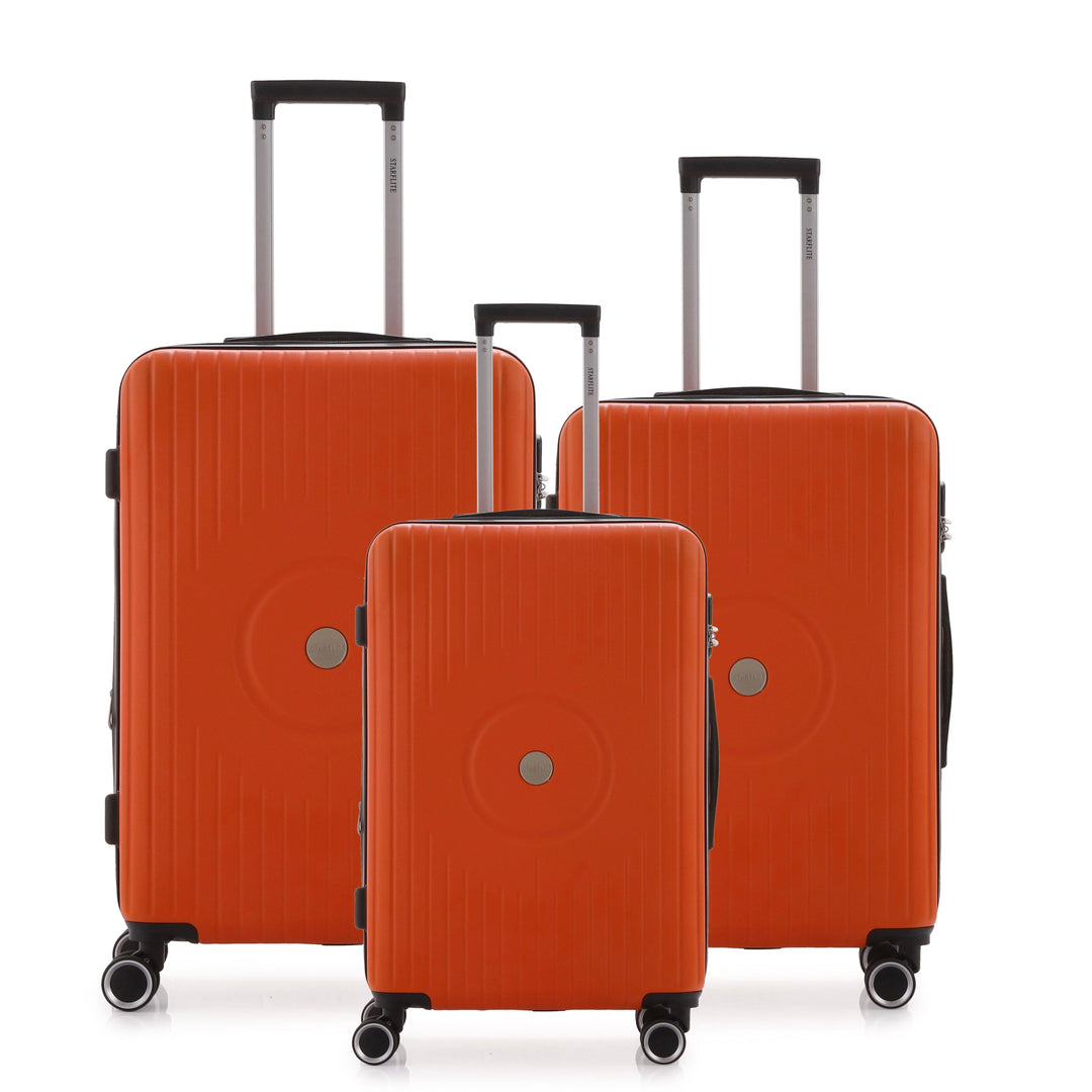 STARFLITE - SET DE 3 VALISES RIGIDE EXTENSIBLE - "SUMMIT" ORANGE VUE DE FACE