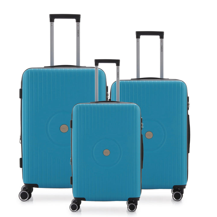 STARFLITE - SET DE 3 VALISES RIGIDE EXTENSIBLE - "SUMMIT" CYAH BLUE VUE DE FACE