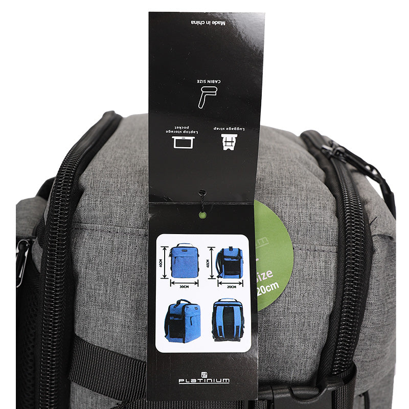 Sac à dos cabine 40x30x20 cm PLATINIUM – CABIN 40 – Format underseat avion