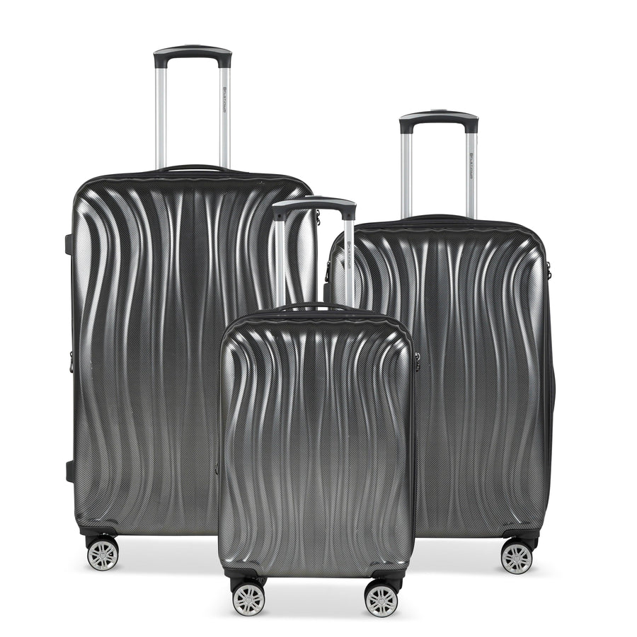 PLATINIUM - ST TROPEZ - SET DE 3 VALISES RIGIDE EXTENSIBLE - NOIR - LE MONDE DU BAGAGE