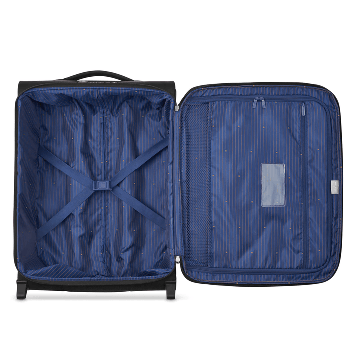 Valise Delsey Brochant 2.0 taille cabine slim extensible 55 cm vue de l'intérieur